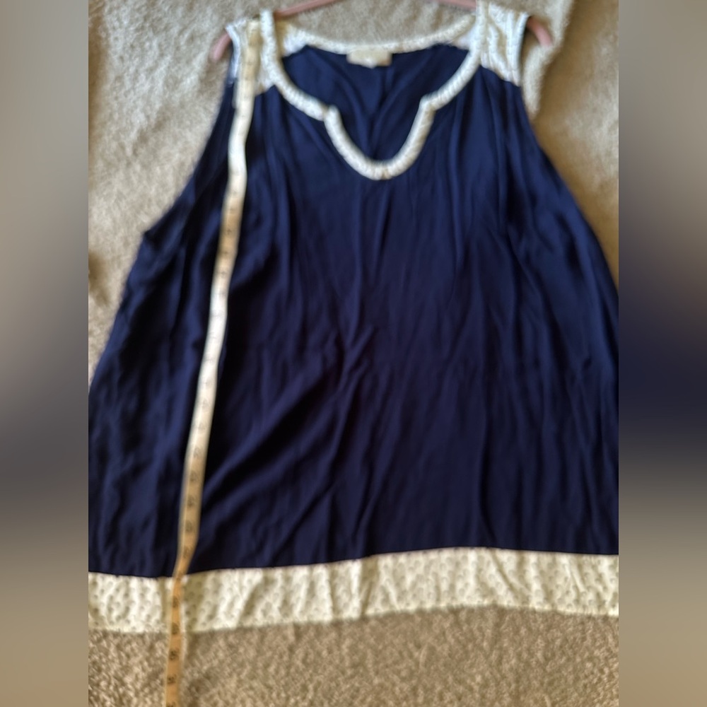 Aesthetic retro  ModCloth sleeveless top white polka dot trim.  Plus size 3X - Picture 7 of 11